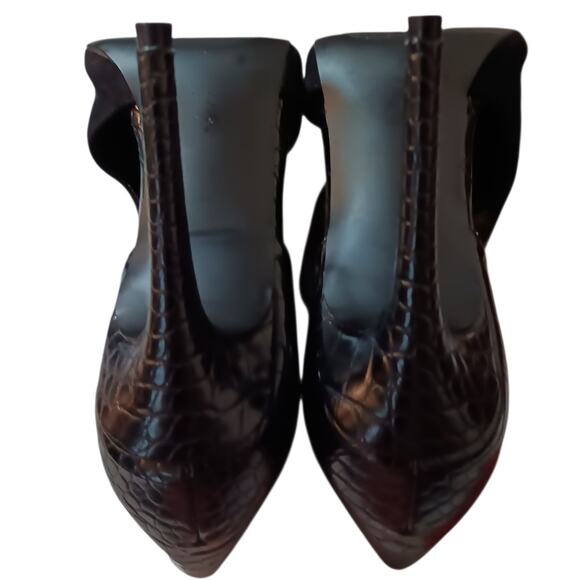 STEVE MADDEN Faux Suede Croc High Heels Black 7 Pointy‎ Toe Sexy Dressy Event - Picture 6 of 11